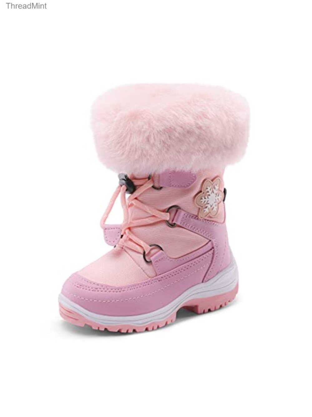 Girls Faux Fur Lined Winter Snow Boots Waterproof Zip